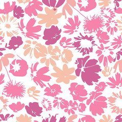 Vintage floral background. Seamless pattern pink flowers. Vector illustration