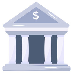 Modern flat icon of bank 