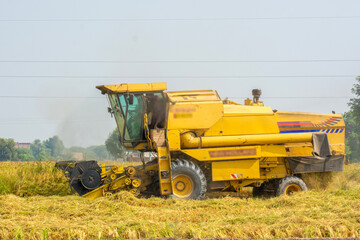 combine harvester working on a field