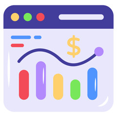A modern flat icon of online trade and Business Reports
