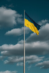 Ukrainian flag with blue sky