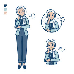 カジュアルファッションなアラビア人女性がため息をついているイラスト