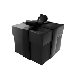 Black gift box for black friday sale or cyber week sale elements transparent background.