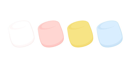 Set of marshmallows - pastel colored. Marshmallow cartoon vector. Marshmallow logo design. - obrazy, fototapety, plakaty