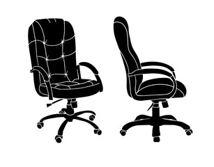 Fototapeta premium illustration with eight office chairs isolated on white background. Vector illustration