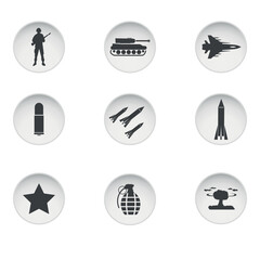 army line icons in circles on white, vector illustration. Vector illustration