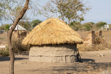 Fototapeta na wymiar A Masai Mud Hut in Tanzania