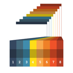 Infographic templates, horizontal and vertical colored stripes, 8 positions, isolated