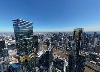 aerial view of Melbourne city skyline, Victoria Australia  © burnstuff2003