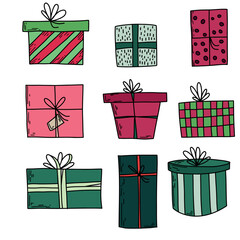 Gifts icons collection. Set of gifts boxes. Vector illustration.