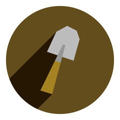 shovel flat icon. brown icon in flat style of shovel. icon for farmers. web browser icon.