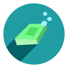 flat icon of hard soap with bubbles. blue icon in flat style with soap with bubbles. cleanliness icon. web browser icon.