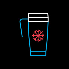 Travel thermo cup vector icon. Winter sign