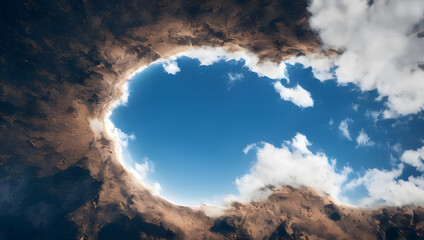 satellite image of earth with clouds and a desert landscape