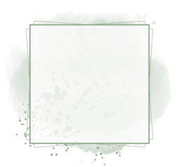 Abstrakcyjna kwadratowa ramka w kolorze zielonym. Plama pod kwadratową ramą. Tło dla logo, baneru lub postu w mediach społecznościowych.