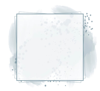 Abstrakcyjna kwadratowa ramka w kolorze chłodnym szarym. Plama pod kwadratową ramą. Tło dla logo, baneru lub postu w mediach społecznościowych.