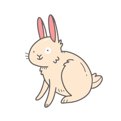 Fototapeta na wymiar Happy rabbit bunny character in cartoon doodle style. animal isolated illustration.