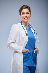 Female doctor in uniform Isolated portrait.