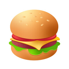Burger with lettuce, tomatoes and cheese