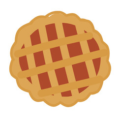 Whole homemade berry pie summer vector illustration in cartoon style