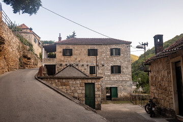 Beautiful, old village of Dol on Brac island, Croatia famous for its stone houses built on the...