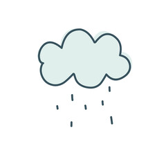 Cloud with rain vector illustration scandinavian cartoon style