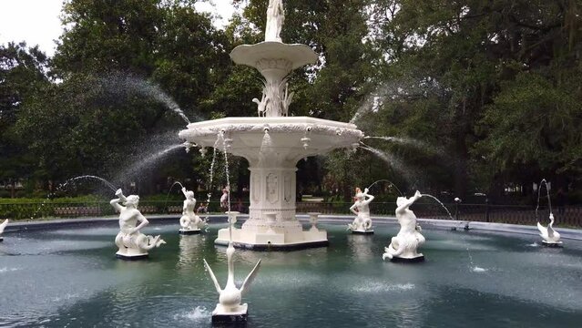 Left To Right Around Water Fountain At The Park