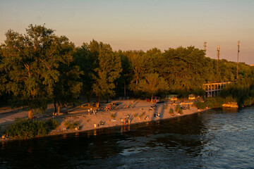 the beach is full of people