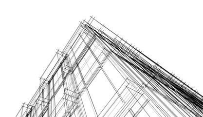 Modern architecture building 3d illustration