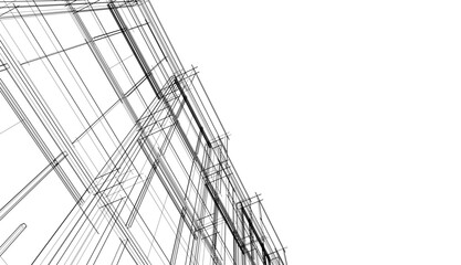Modern architecture building 3d illustration