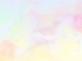 Delicate watercolor background for design. A colorful background that looks like a cloudy sky drawn with paint on paper.