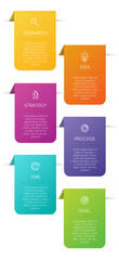 Vertical infographic design with icons and 6 options or steps. Thin line. Infographics business concept. Can be used for info graphics, flow charts, presentations, mobile web sites, printed materials.