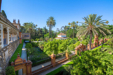 Fototapeta na wymiar Real Alcazar Gardens in Seville. Andalusia, Spain 
