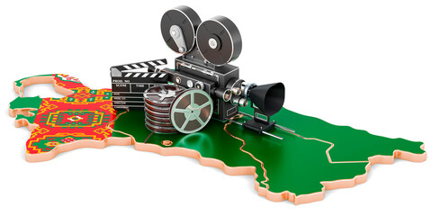 Turkmen cinematography, film industry concept. 3D rendering