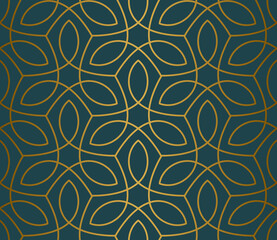Luxury floral seamless pattern. Abstract geometric background in minimalistic linear style. Stylish vector design.