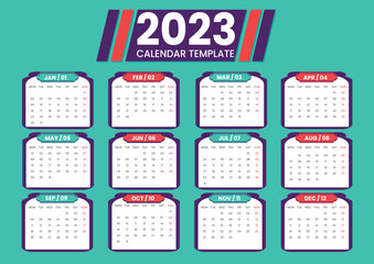 Modern design 2023 calendar template