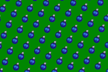 christmas ball blue pattern on green background medium ball