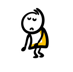 Tired male character walking home after hard work.