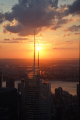 sunset over the city