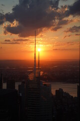 sunset over the city New York