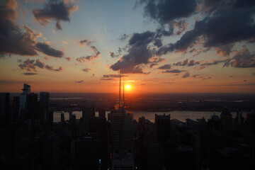 sunset at the city New York