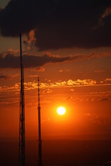 power lines at sunset