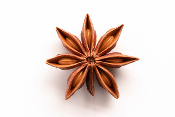 A Single Star-Anise on White Background