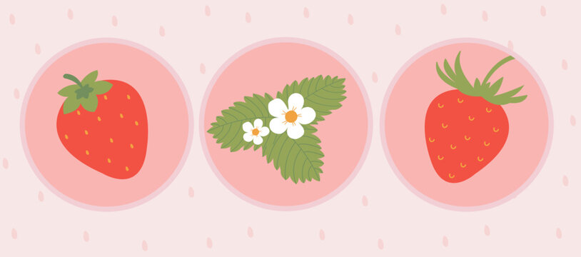 Pastel, Pink Strawberry Pattern.,