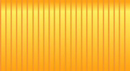 Fototapeta premium Vector yellow metal texture. Vertical lines metal roof. Grooved metal sheet. Plastic siding wall, seamless pattern. Striped fence. Iron roof sheet. Linear zinc warehouse shape. Sea container texture