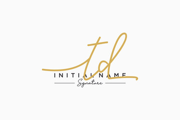 Initial TD signature logo template vector. Hand drawn Calligraphy lettering Vector illustration.