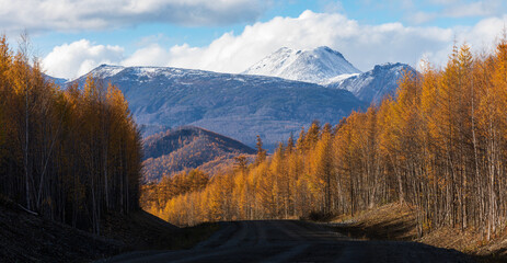 autumn landscape with mountains