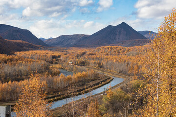 autumn landscape with mountains
