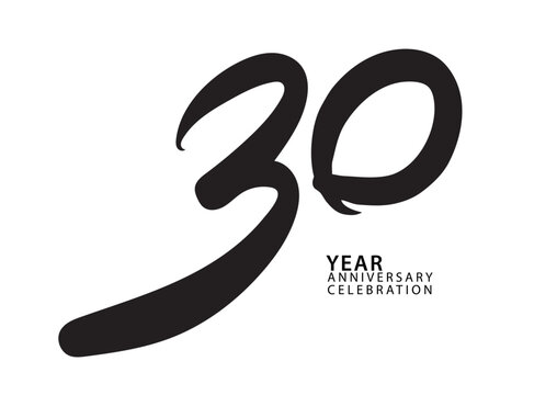30 year anniversary celebration black color logotype vector, 30 number design, 30th Birthday invitation, logo number design vector illustration