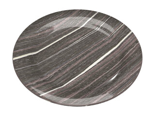 Isolated Marble Plate, Vintage Shiny Crockery on White Background. Realistic Shot of 3D Illustration.
